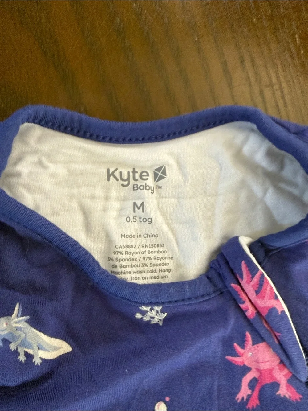 Kyte BABY Blue Sleep Sack with axolotls